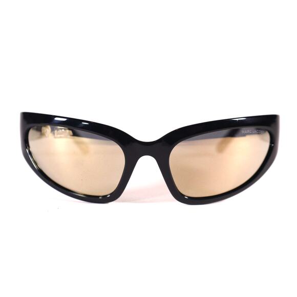 Marc Jacobs Narrow Wraparound Sunglasses - Black / Gold Mirrored - NWT - Picture 2 of 9